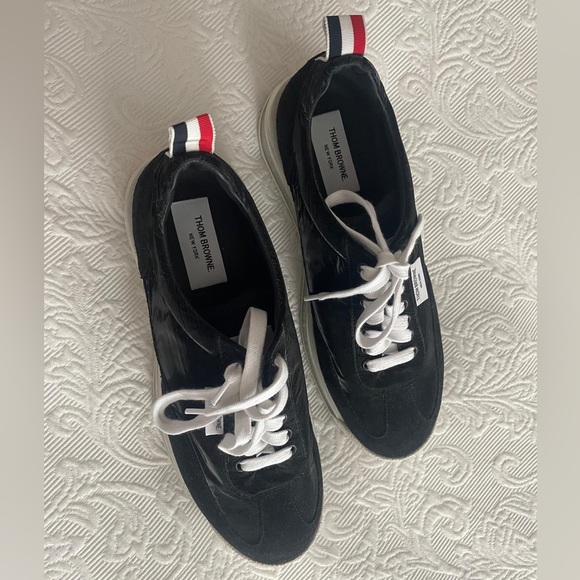 Thom Browne laced sneakers Women Air clear platform black reflective fabric 10.5 - Picture 2 of 7